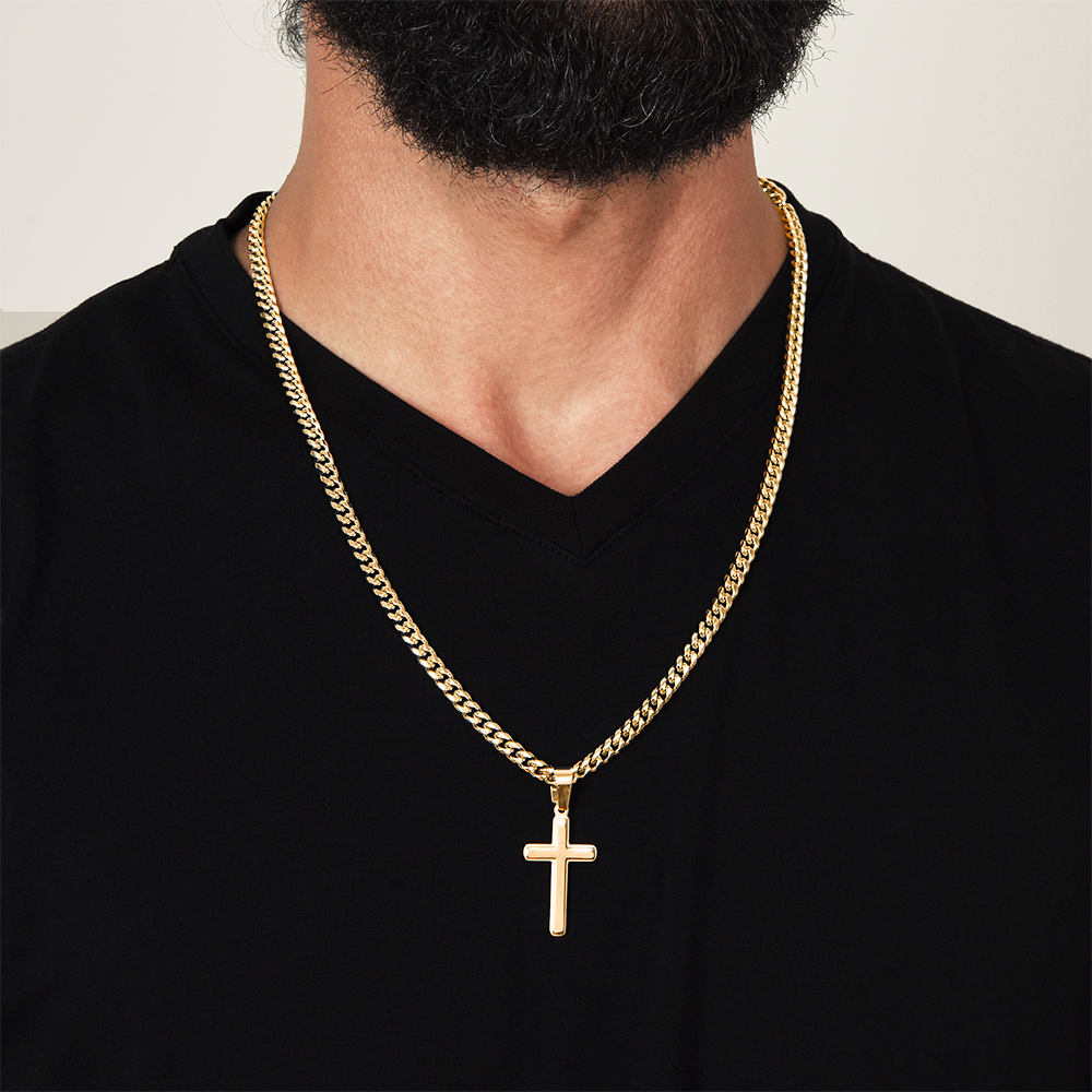 TO MY MAN | Artisan Cross with Cuban Link Chain