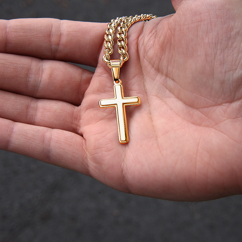 To My Dearest Son | Artisan Cross with Cuban Link Chain