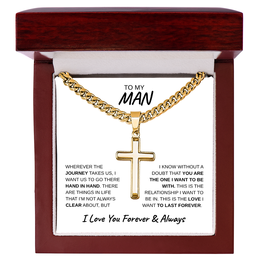TO MY MAN | Artisan Cross with Cuban Link Chain