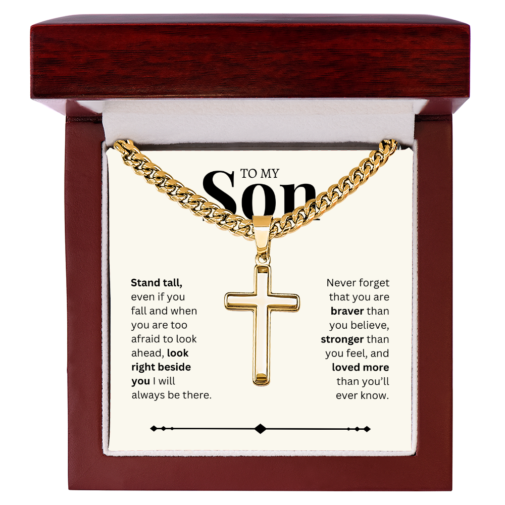 To My Son | Artisan Cross with Cuban Link Chain