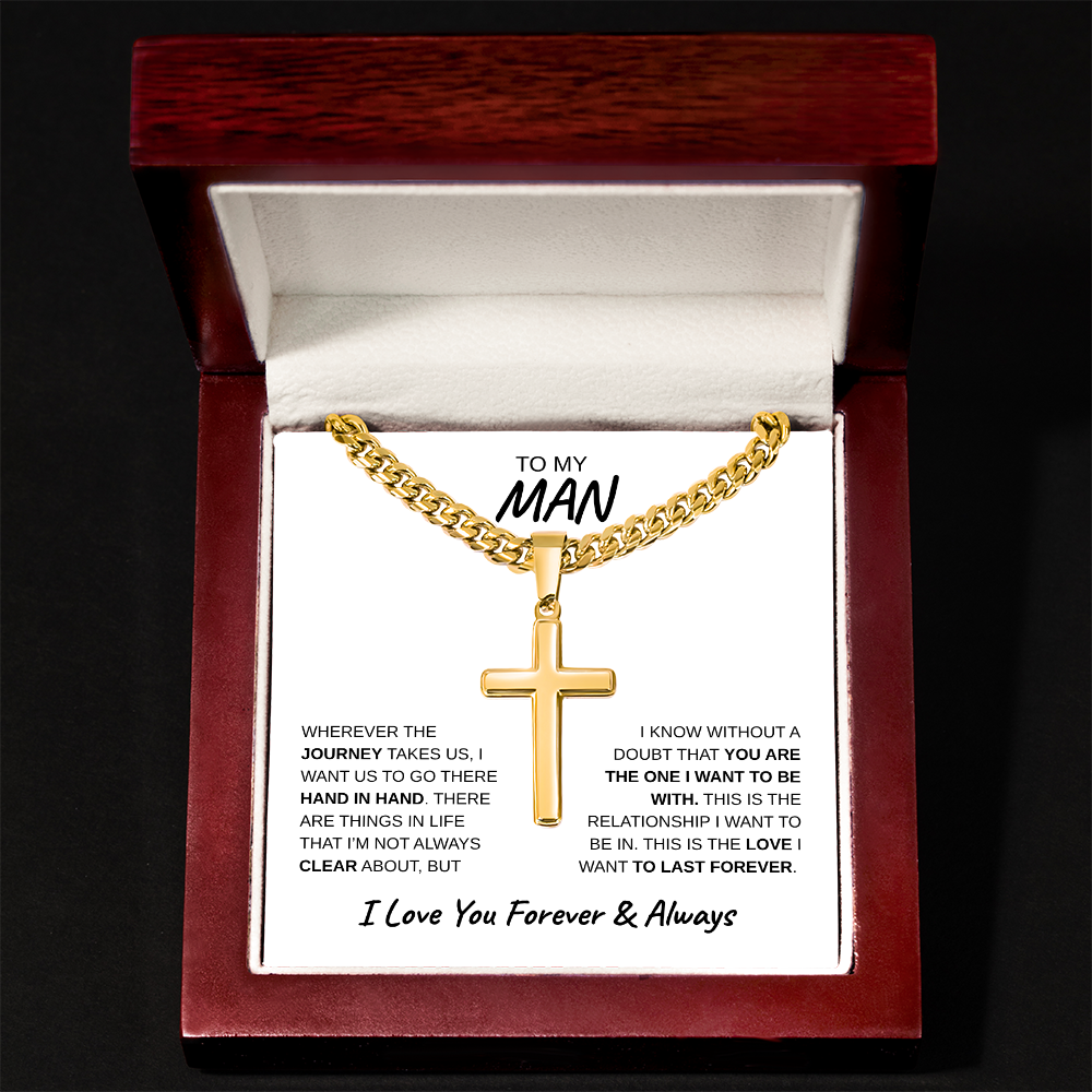 TO MY MAN | Artisan Cross with Cuban Link Chain