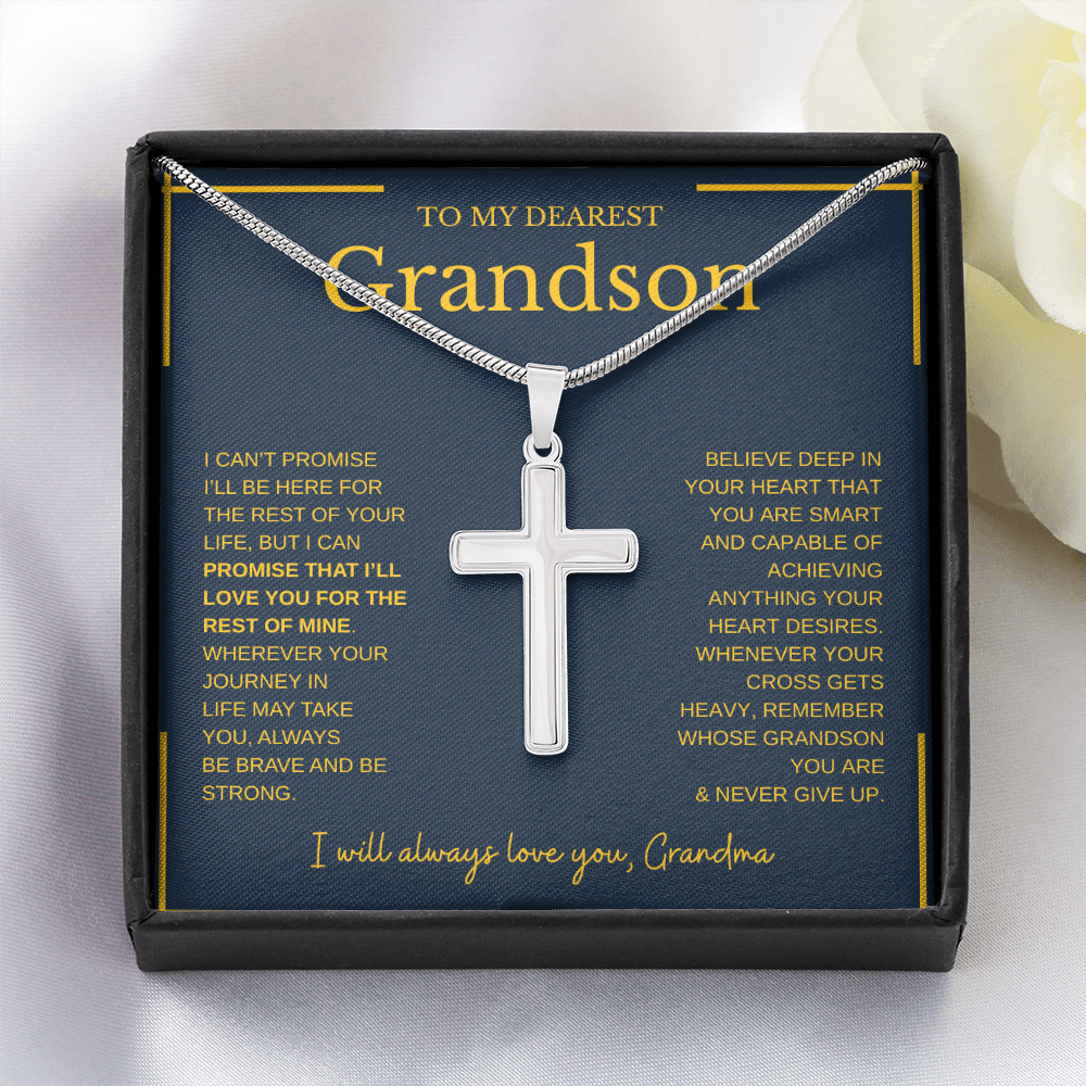 To My Dearest Grandson | Artisan Cross Necklace