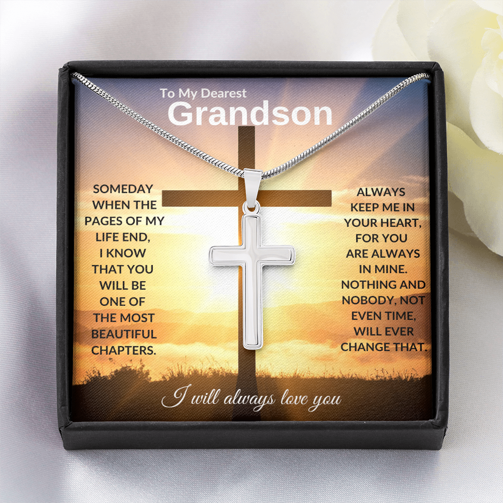 To My Dearest Grandson | Artisan Cross Necklace