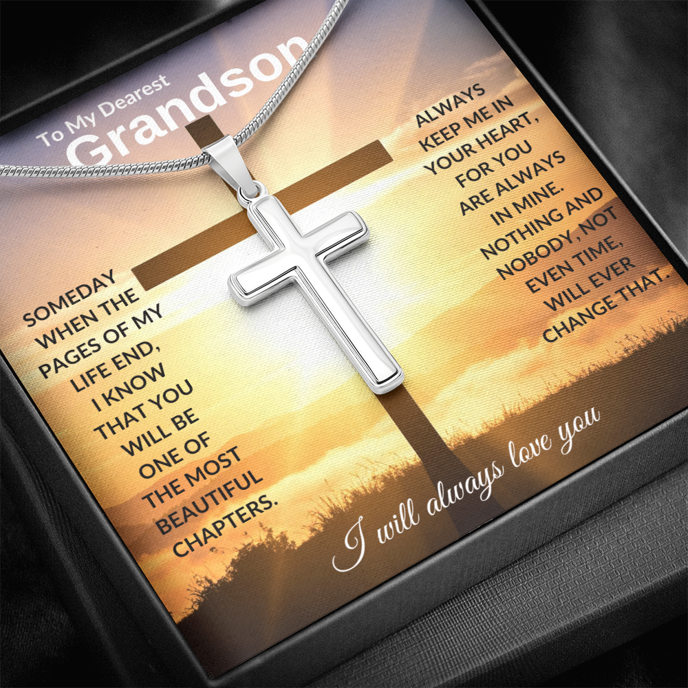 To My Dearest Grandson | Artisan Cross Necklace