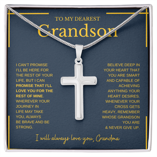 To My Dearest Grandson | Artisan Cross Necklace