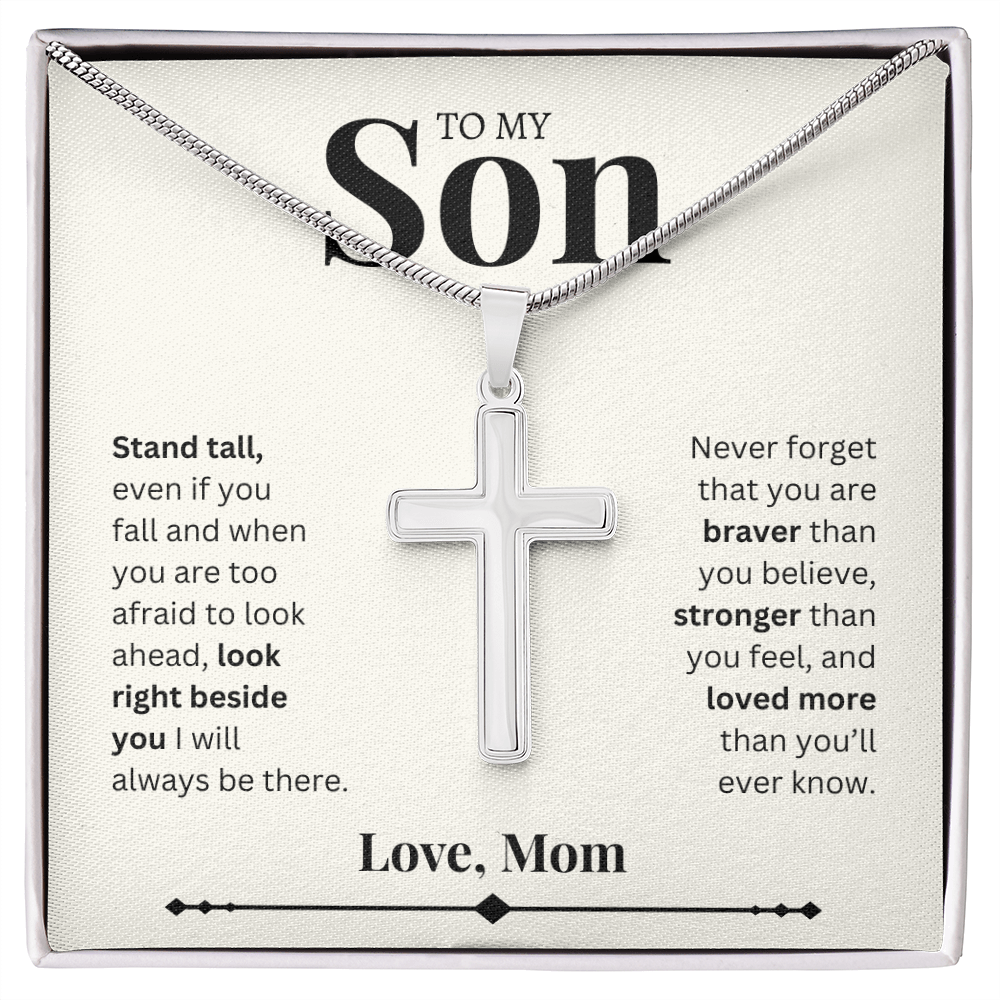 To My Son- Love, Mom | Artisan Cross Necklace