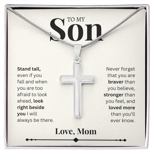 To My Son- Love, Mom | Artisan Cross Necklace