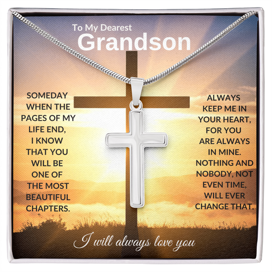To My Dearest Grandson | Artisan Cross Necklace