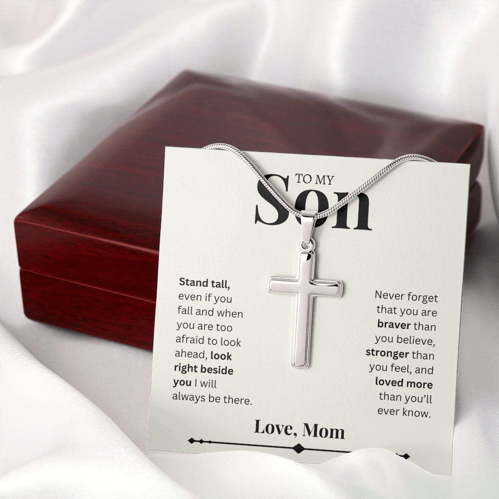 To My Son- Love, Mom | Artisan Cross Necklace