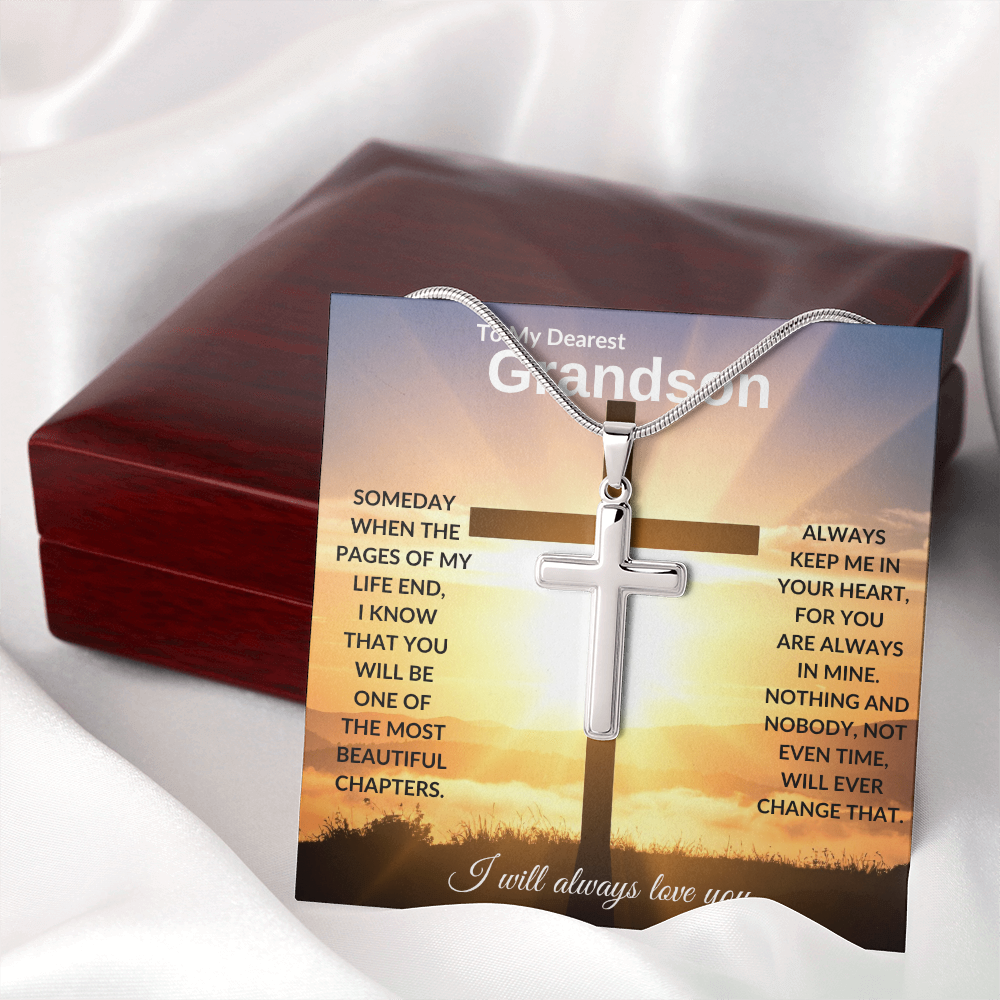 To My Dearest Grandson | Artisan Cross Necklace