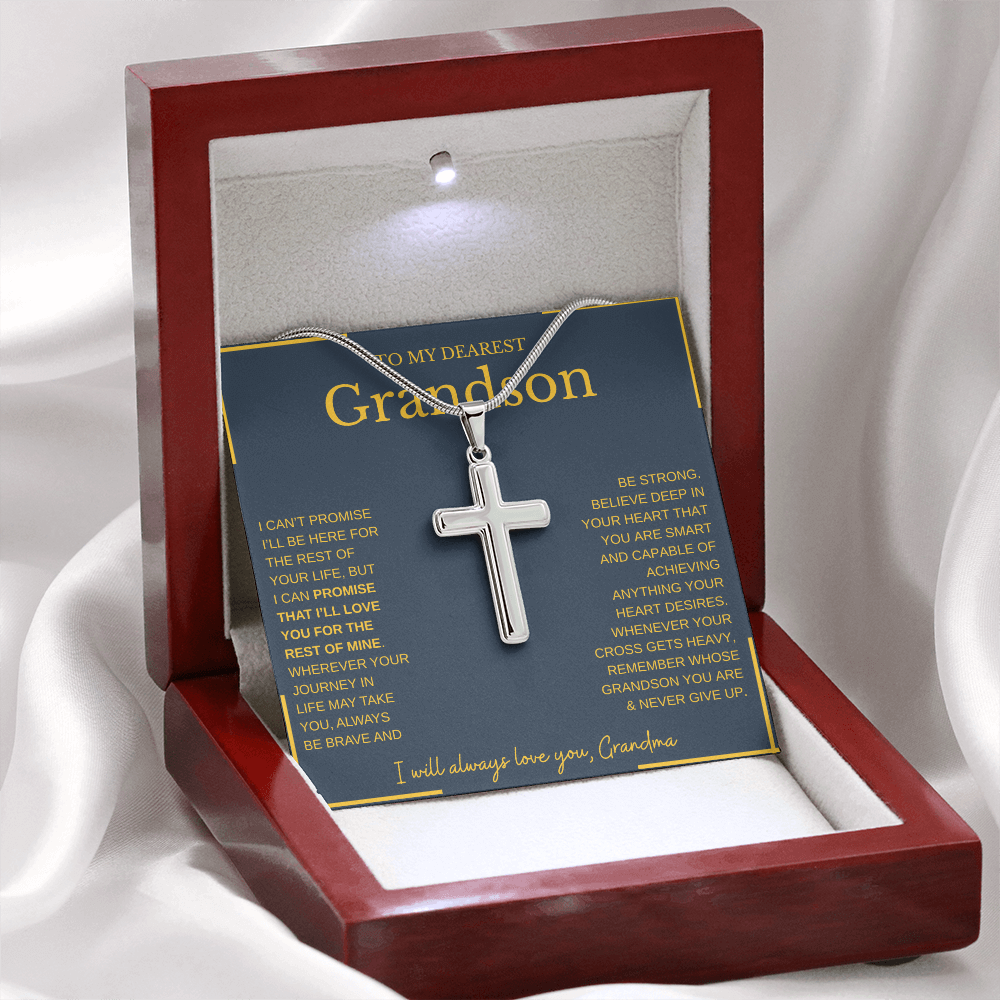 To My Dearest Grandson | Artisan Cross Necklace