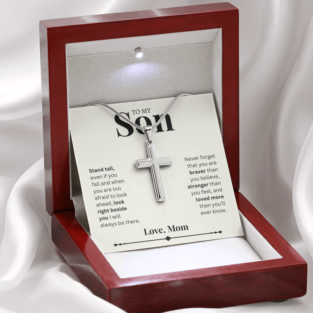 To My Son- Love, Mom | Artisan Cross Necklace
