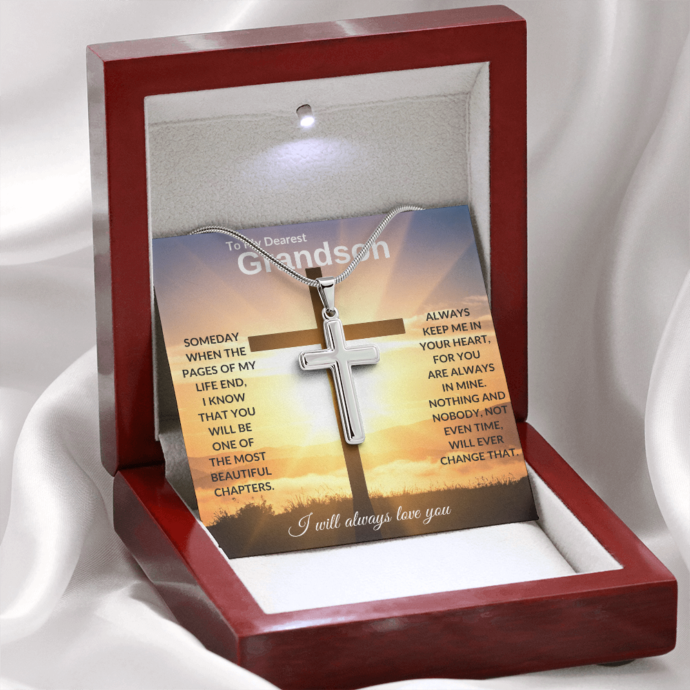 To My Dearest Grandson | Artisan Cross Necklace