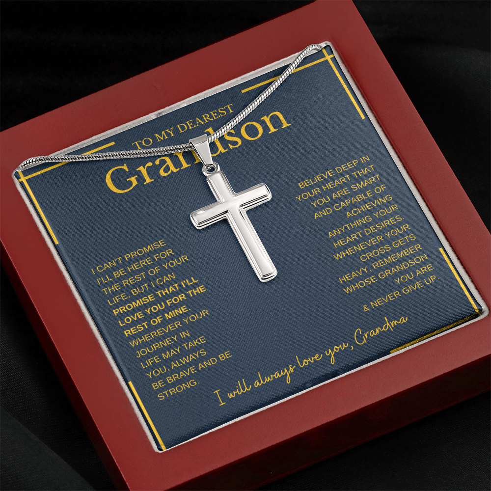 To My Dearest Grandson | Artisan Cross Necklace