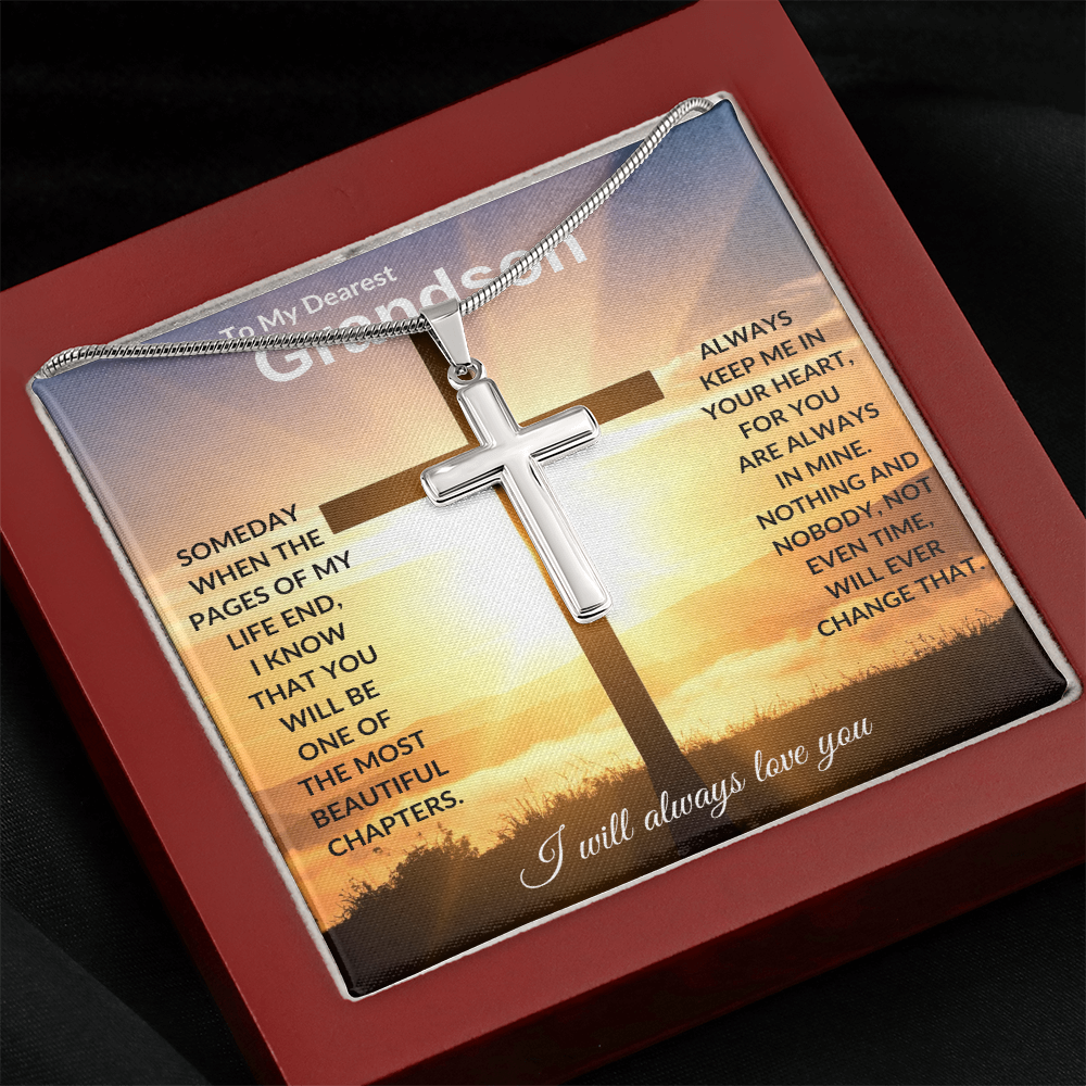 To My Dearest Grandson | Artisan Cross Necklace