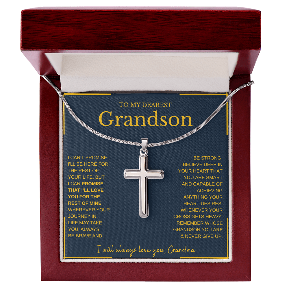 To My Dearest Grandson | Artisan Cross Necklace