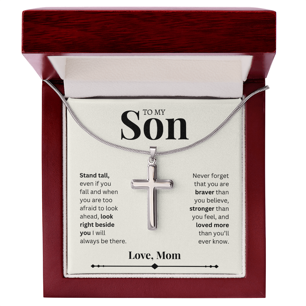 To My Son- Love, Mom | Artisan Cross Necklace