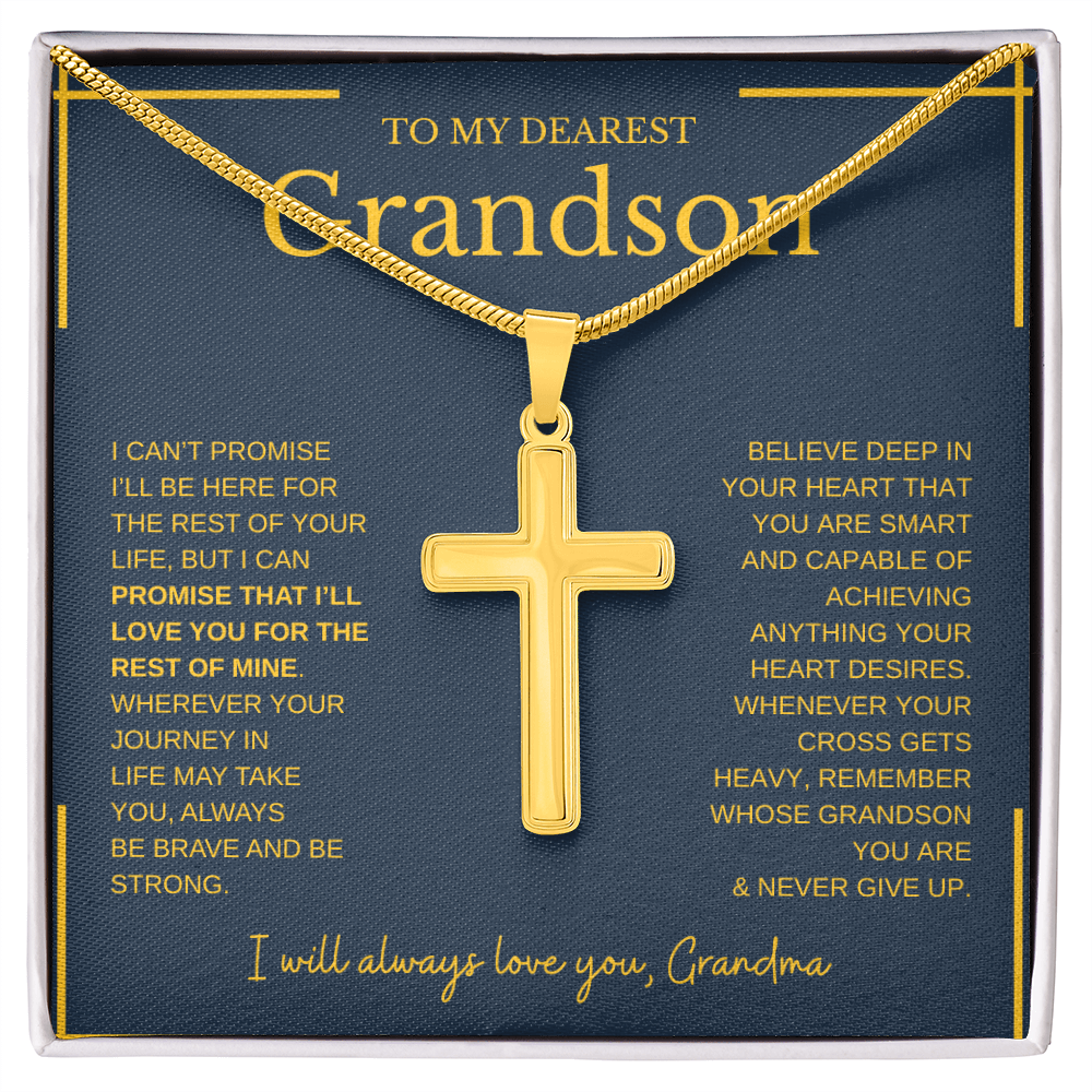 To My Dearest Grandson | Artisan Cross Necklace
