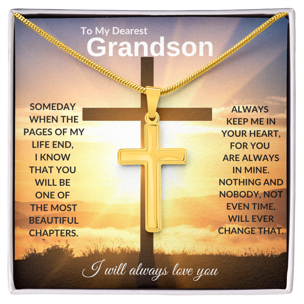 To My Dearest Grandson | Artisan Cross Necklace