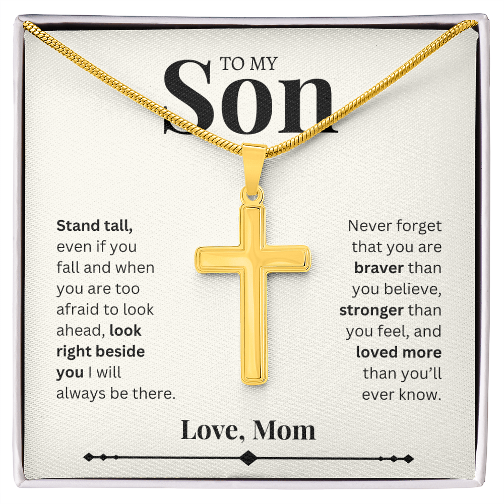 To My Son- Love, Mom | Artisan Cross Necklace