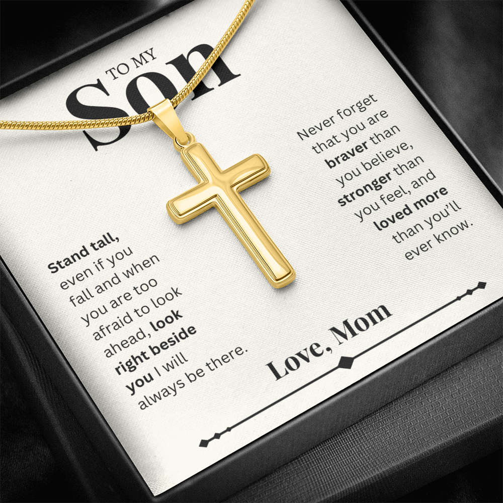 To My Son- Love, Mom | Artisan Cross Necklace