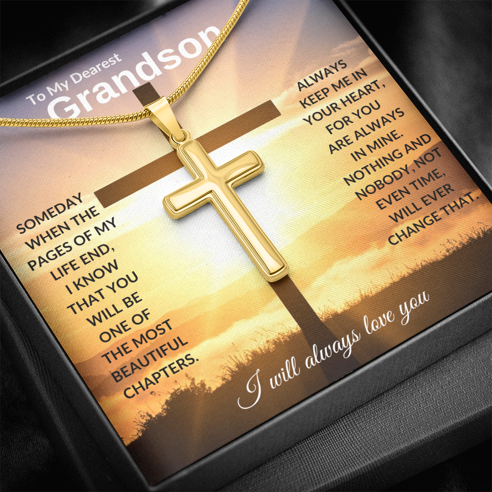To My Dearest Grandson | Artisan Cross Necklace