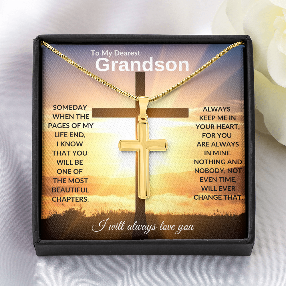 To My Dearest Grandson | Artisan Cross Necklace