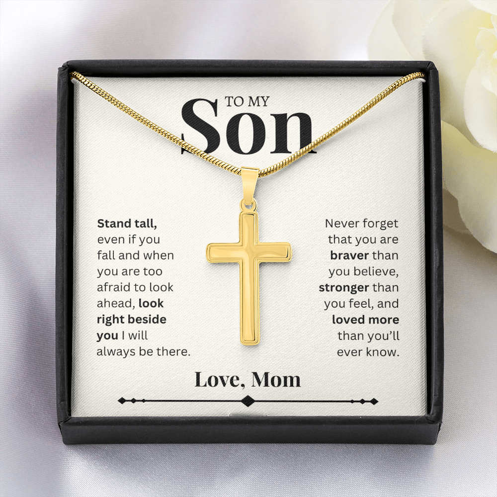 To My Son- Love, Mom | Artisan Cross Necklace