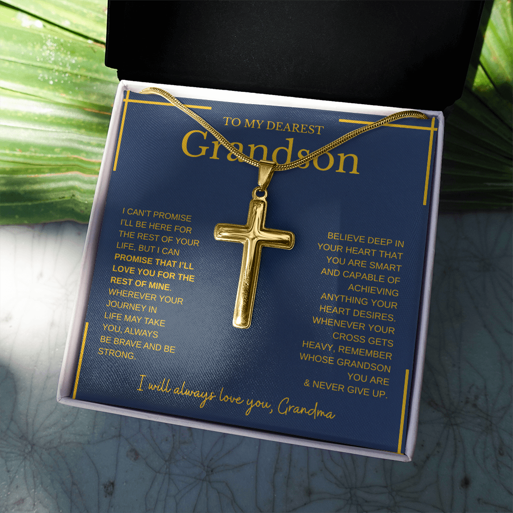 To My Dearest Grandson | Artisan Cross Necklace