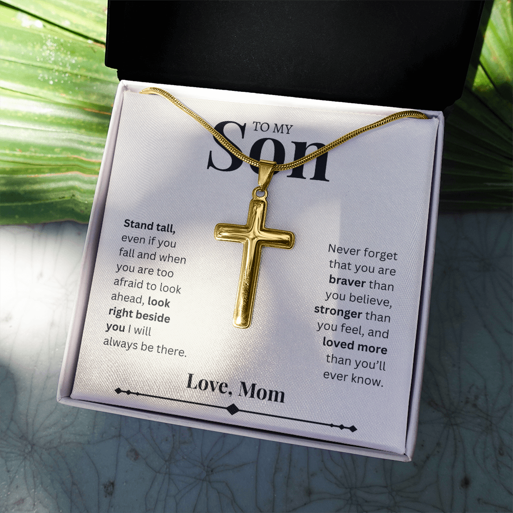 To My Son- Love, Mom | Artisan Cross Necklace