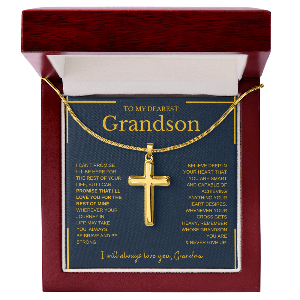 To My Dearest Grandson | Artisan Cross Necklace