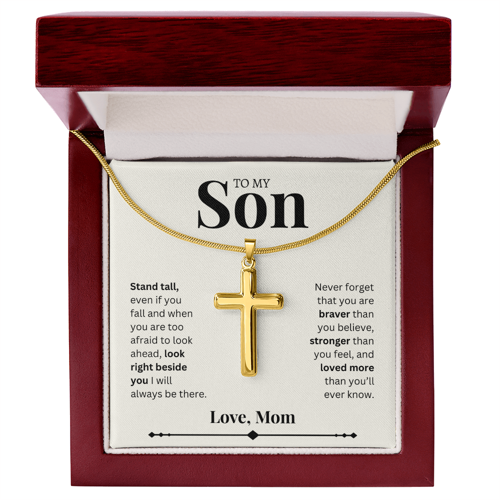 To My Son- Love, Mom | Artisan Cross Necklace