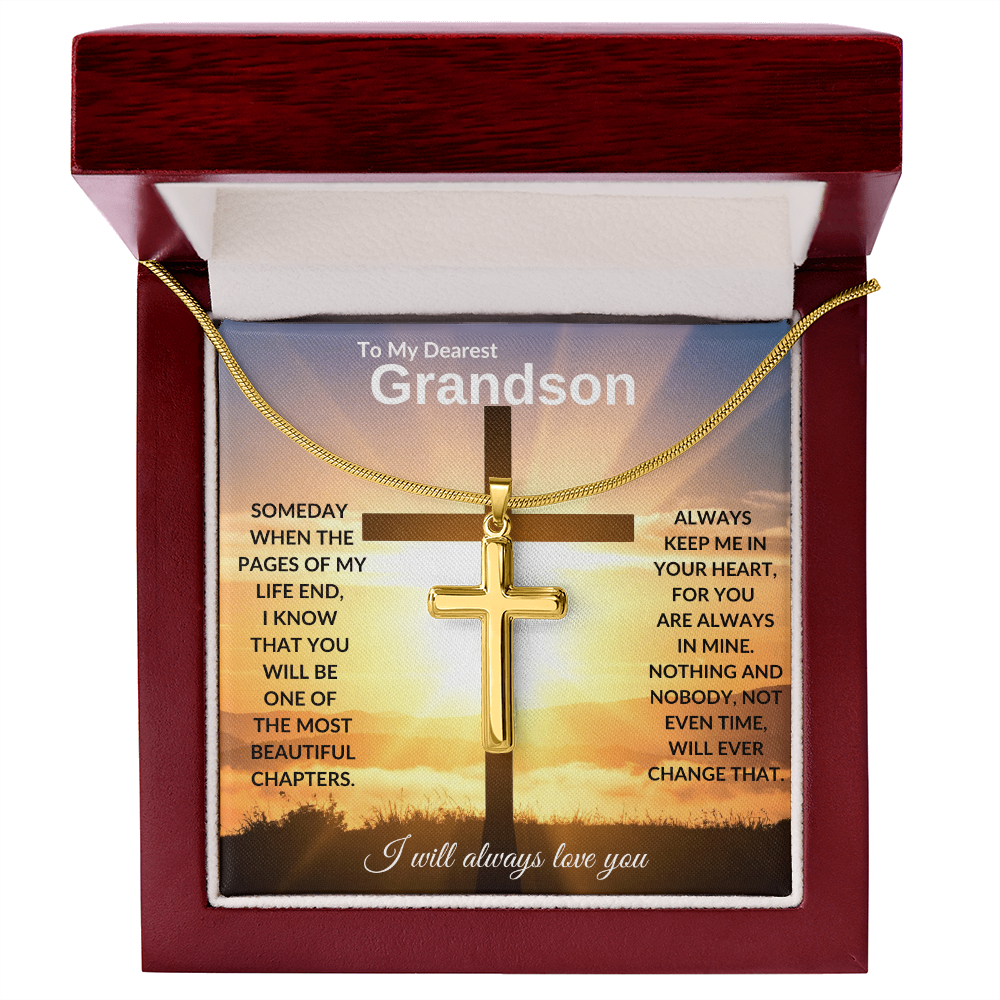 To My Dearest Grandson | Artisan Cross Necklace
