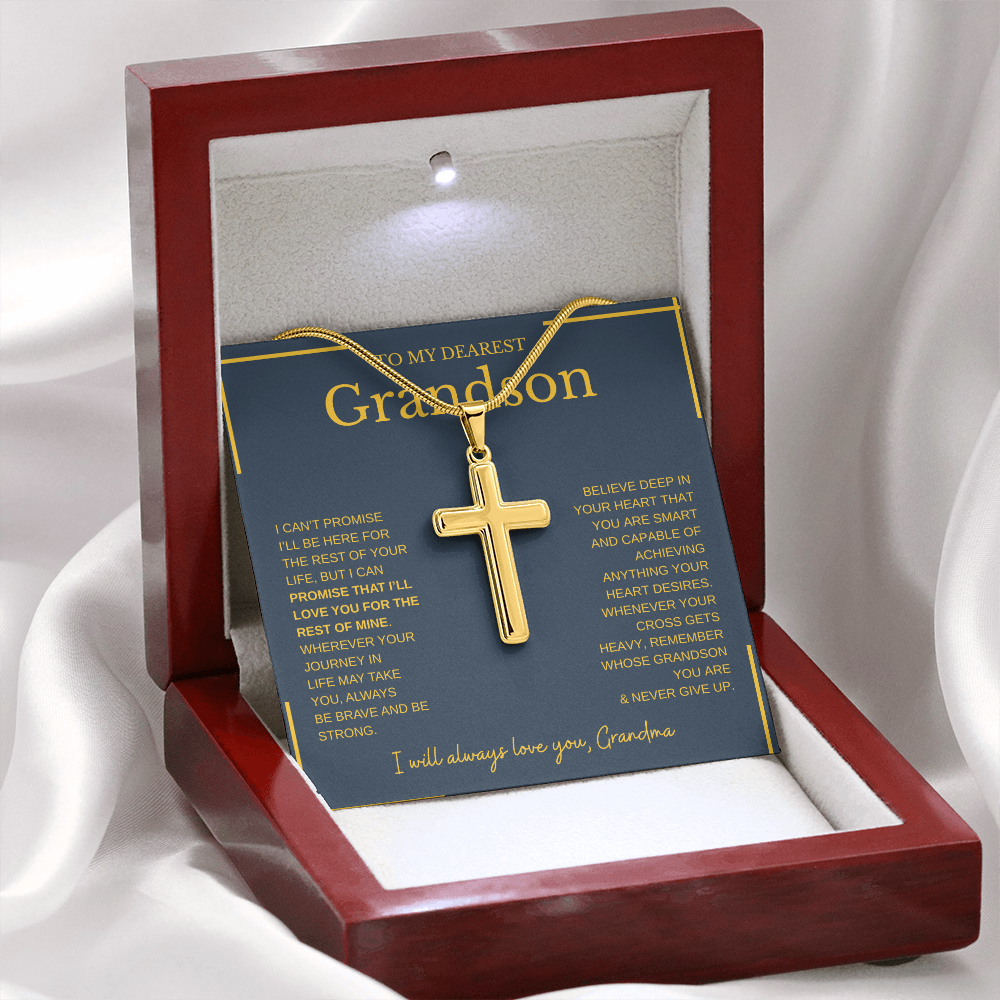 To My Dearest Grandson | Artisan Cross Necklace