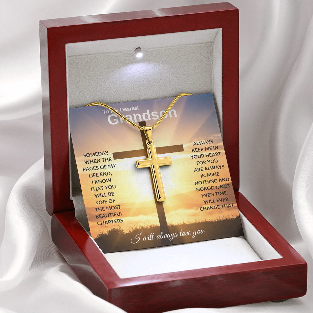 To My Dearest Grandson | Artisan Cross Necklace