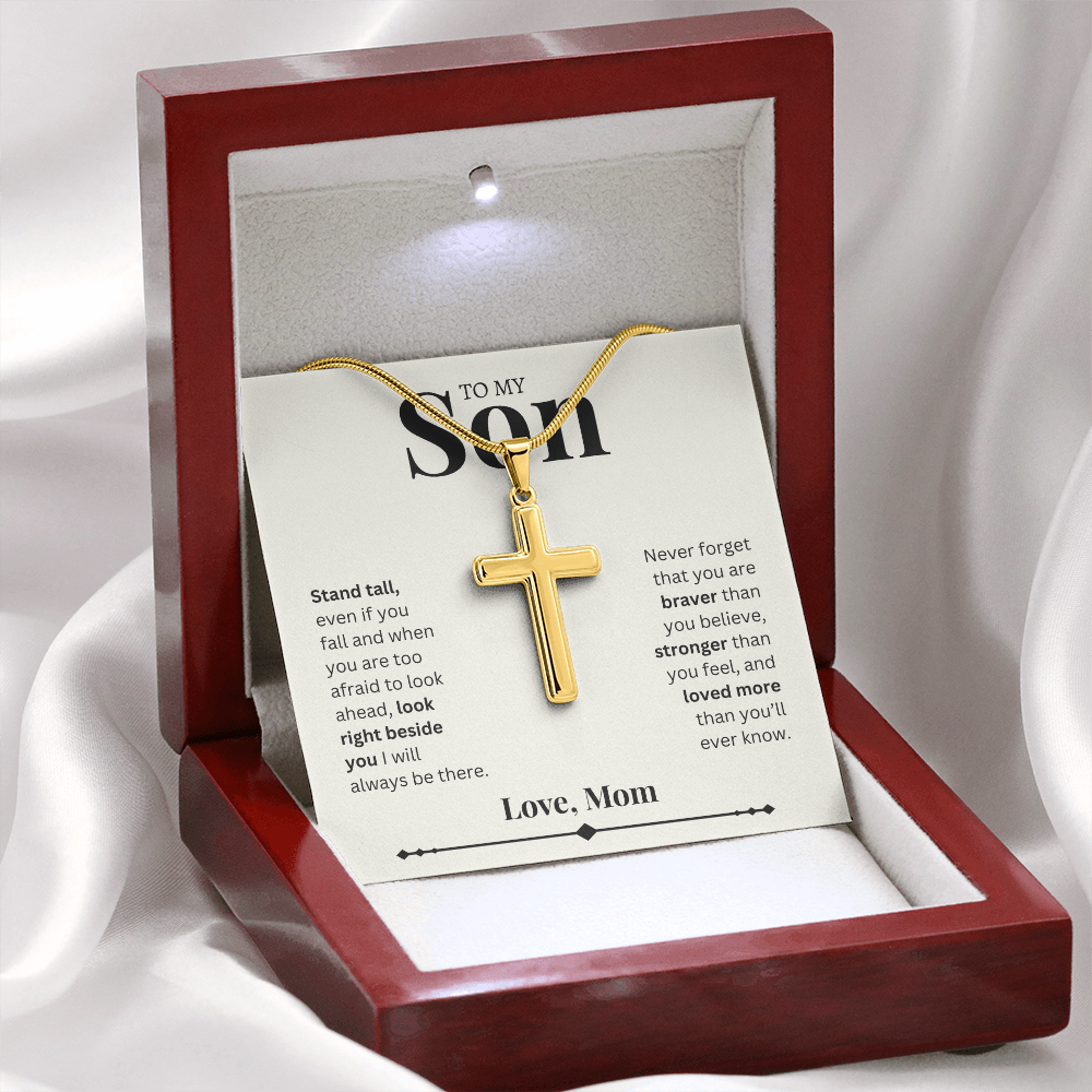 To My Son- Love, Mom | Artisan Cross Necklace