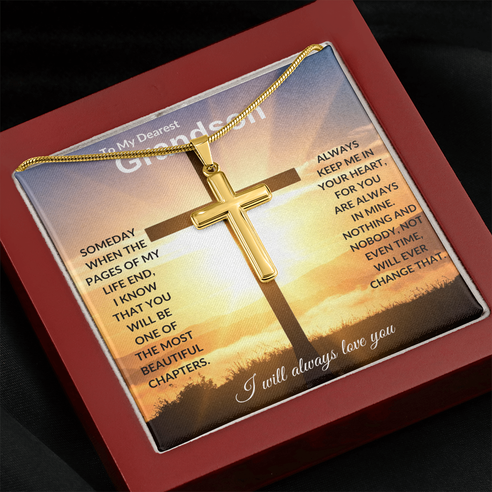 To My Dearest Grandson | Artisan Cross Necklace
