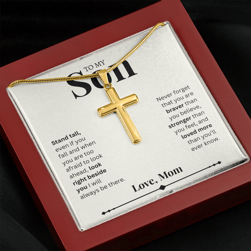 To My Son- Love, Mom | Artisan Cross Necklace