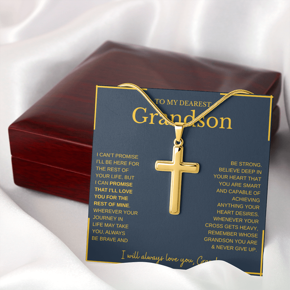 To My Dearest Grandson | Artisan Cross Necklace