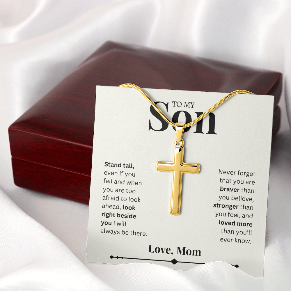 To My Son- Love, Mom | Artisan Cross Necklace